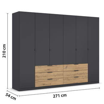 Šatníková skriňa DOMOA III metalická sivá/dub artisan 4