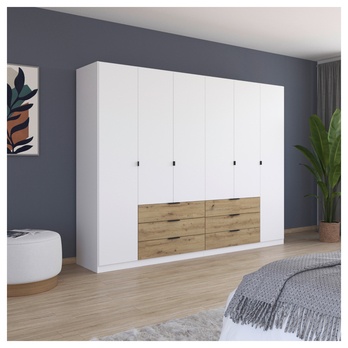 Šatníková skriňa DOMOA III alpská biela/dub artisan 1