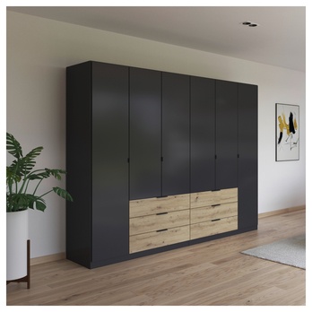 Šatníková skriňa DOMOA III metalická sivá/dub artisan 1