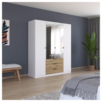 Šatníková skriňa DOMOA IV alpská biela/dub artisan 1