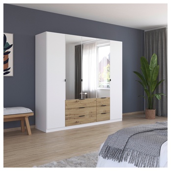 Šatníková skriňa DOMOA V alpská biela/dub artisan 1