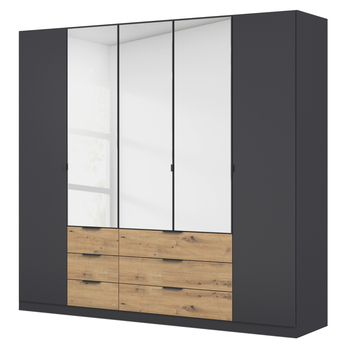 Šatníková skriňa DOMOA V metalická sivá/dub artisan 3