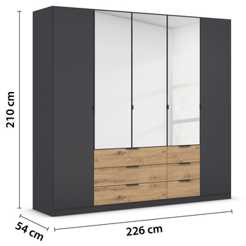 Šatníková skriňa DOMOA V metalická sivá/dub artisan 4