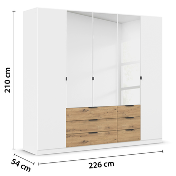 Šatníková skriňa DOMOA V alpská biela/dub artisan 4