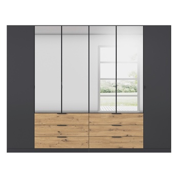 Šatníková skriňa DOMOA VI metalická sivá/dub artisan 3