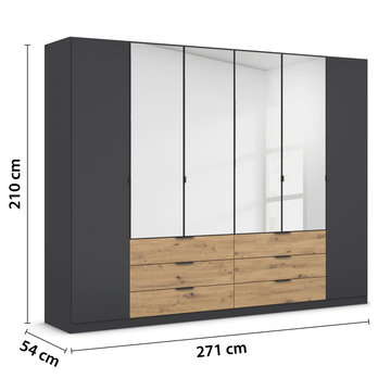 Šatníková skriňa DOMOA VI metalická sivá/dub artisan 4