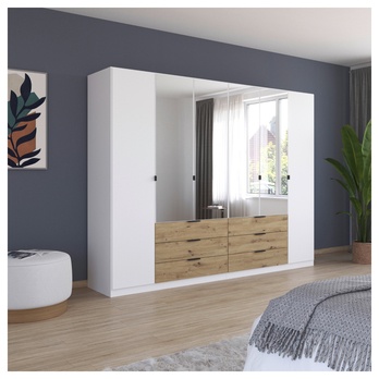 Šatníková skriňa DOMOA VI alpská biela/dub artisan 1