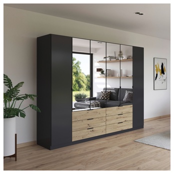 Šatníková skriňa DOMOA VI metalická sivá/dub artisan 1