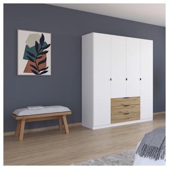 Šatníková skriňa DOMOA alpská biela/dub artisan 1
