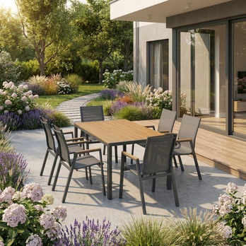 Záhradný stôl DONG I dub/sivá 1