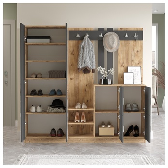 Predsieňová zostava DORAS 2 borovica atlantic/antracitová 2