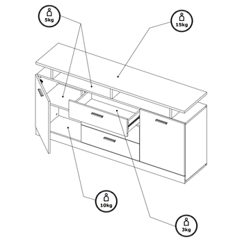 Komoda DORES DS4 biela/dub craft zlatý 3