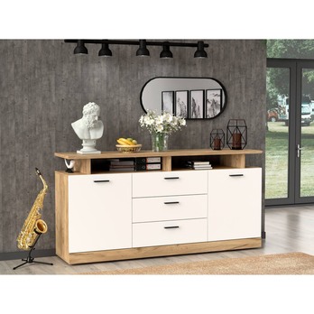 Komoda DORES DS4 biela/dub craft zlatý 1