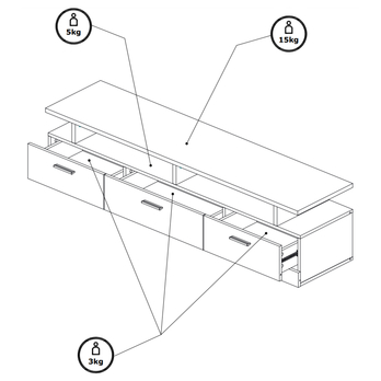 TV komoda DORES DS5 biela/dub craft zlatý 3