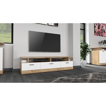 TV komoda DORES DS5 biela/dub craft zlatý 1