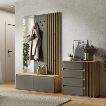 Komoda DORIS dub artisan/sivá grafitová 1