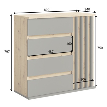 Komoda DORIS dub artisan/sivá grafitová 4