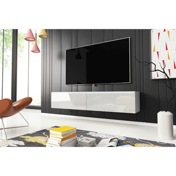 TV komoda DOROTHE 140 biela/biela lesklá 2