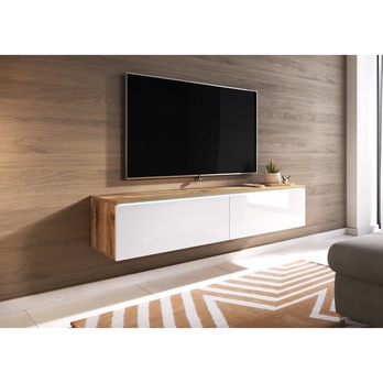 TV komoda DOROTHE 140 dub wotan/biela lesklá 2