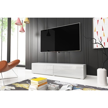 TV komoda DOROTHE 140 biela/biela lesklá 1