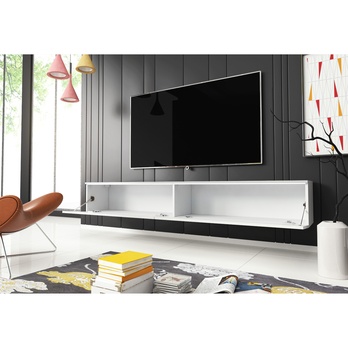 TV komoda DOROTHE 180 biela/biela lesklá 3