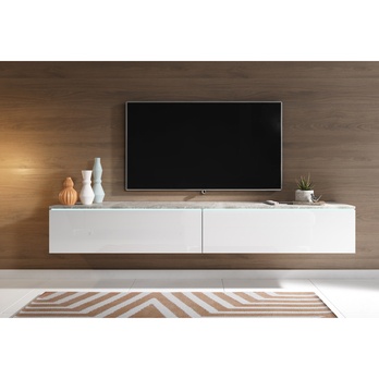 TV komoda DOROTHE 180 betón/biela lesklá 2