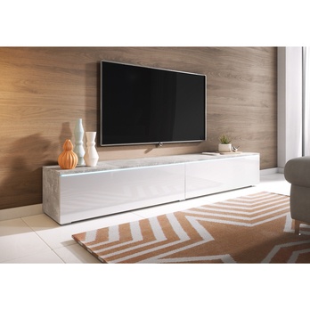 TV komoda DOROTHE 180 betón/biela lesklá 3