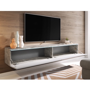 TV komoda DOROTHE 180 betón/biela lesklá 4
