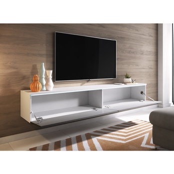 TV komoda DOROTHE 180 biela/sivá lesklá 4