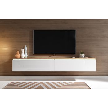 TV komoda DOROTHE 180 dub wotan/biela lesklá 2