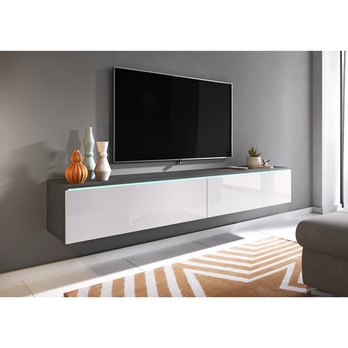 TV komoda DOROTHE 180 antracitová/biela lesklá 1