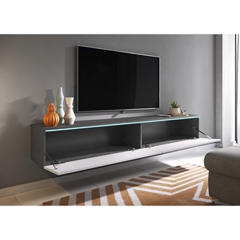 TV komoda DOROTHE 180 antracitová/biela lesklá 4