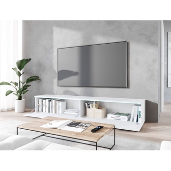 TV komoda DOROTHE 180 biela/vzor rybia kosť 5