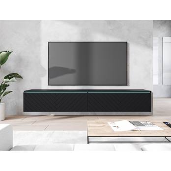 TV komoda DOROTHE 180 čierna/vzor rybia kosť 1