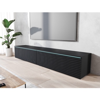 TV komoda DOROTHE 180 čierna/vzor vlna 2