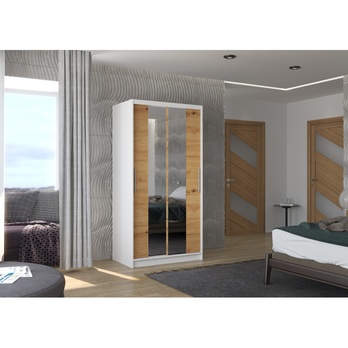 Šatníková skriňa DRAGOS biela/dub artisan 1