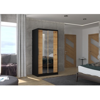 Šatníková skriňa DRAGOS čierna/dub artisan 1