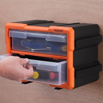 Organizér na drobné súčiastky DRAWERS 3 oranžová/sivá 1
