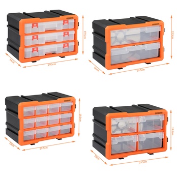 Organizér na drobné súčiastky DRAWERS 4 oranžová/sivá 3
