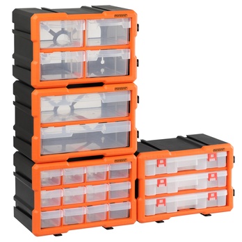 Organizér na drobné súčiastky DRAWERS 4 oranžová/sivá 4