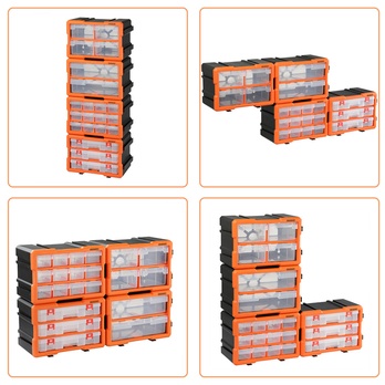 Organizér na drobné súčiastky DRAWERS 4 oranžová/sivá 7
