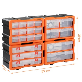 Organizér na drobné súčiastky DRAWERS 4 oranžová/sivá 9
