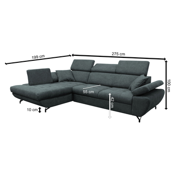 Sedacia súprava DREAM ľavá, sivá 11