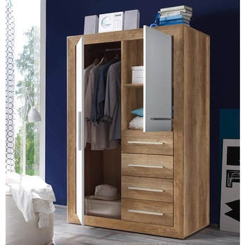 Šatníková skriňa DREANO dub canyon/biela, šírka 107 cm 2