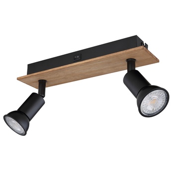 Bodové svietidlo DREW 2 čierna/drevo 2