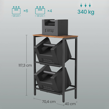 Regál na bedne DRINKS rustikálna hnedá/čierna 7