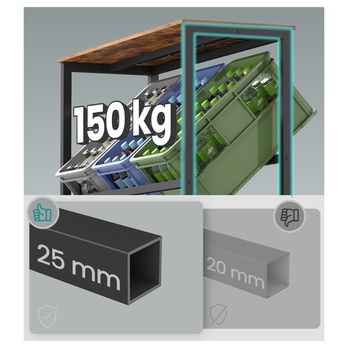 Regál na bedne DRINKS rustikálna hnedá/čierna 2