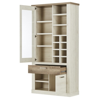 Vitrína DURO 3 pínia biela/dub antik 2