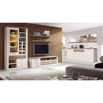 Vitrína DURO 3 pínia biela/dub antik 1