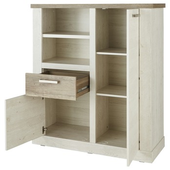 Komoda DURO 3 pínia biela/dub antik 1